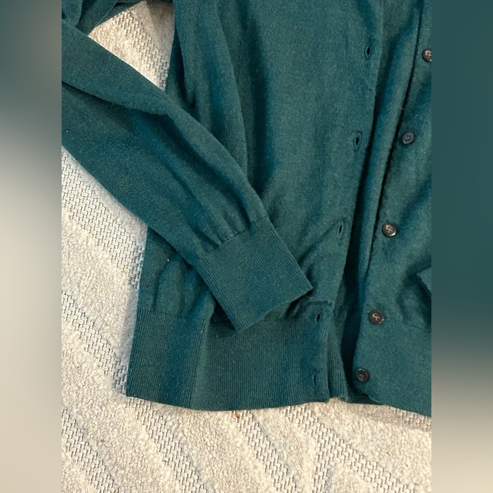 Boden 100% Wool Green Sweater Button Down Cardigan - Size 10 - Picture 3 of 14